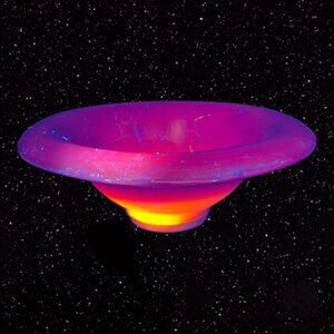 Antique 1920s Northwood Chinese Coral Amberina UV Glow Footed Rolled Rim Bowl